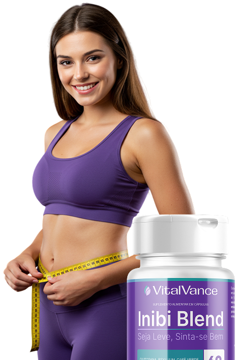 Mulher com pote Inibi Blend